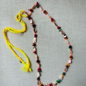Free People Colorful Beaded Necklace with Yellow Cord